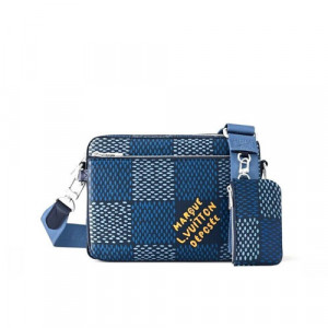 루이비통 트리오 메신저 백 코인 퍼스 N40694 Damier Blue